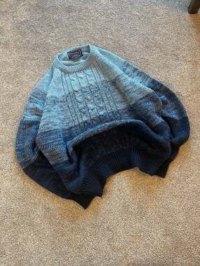 Vintage Barnaby Blue Cable Knit Ombre Gradient Crewneck Pullover Sweater XL